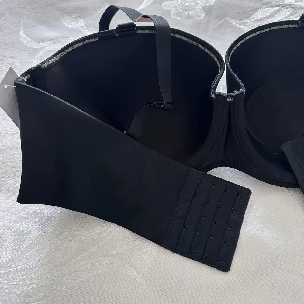 Cacique Lane Bryant Womens Bra (42DD) Black‎ Boost Push Up Multi-Way Strapless